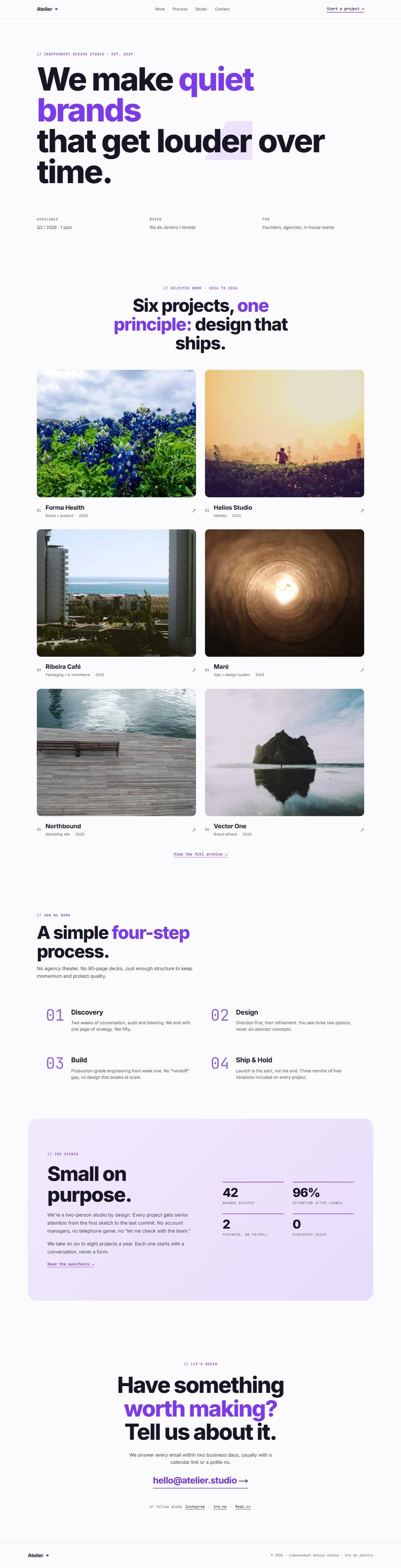 Prévia do template Atelier Portfólio